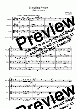 page one of Marching Rondo (String Quartet) - Score and parts