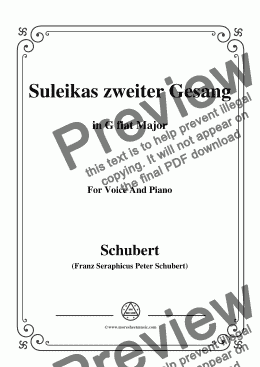 page one of Schubert-Suleikas zweiter Gesang in G flat Major,for Voice and Piano