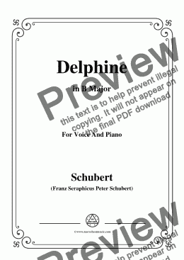 page one of Schubert-Delphine in B Major,for Voice and Piano