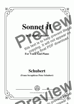 page one of Schubert-Sonnet II in g sharp minor,for Voice and Piano