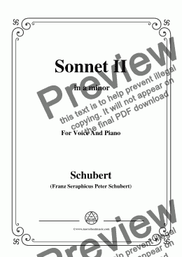 page one of Schubert-Sonnet II in a minor,for Voice and Piano