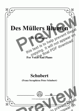page one of Schubert-Des Müllers Blumen in G Major,for Voice and Piano