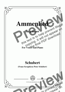 page one of Schubert-Ammenlied in g minor,for Voice and Piano