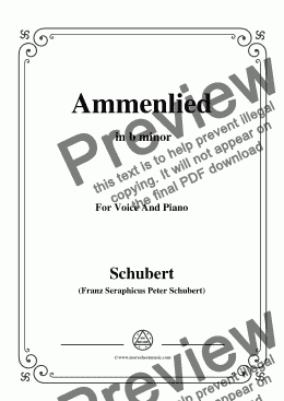 page one of Schubert-Ammenlied in b minor,for Voice and Piano