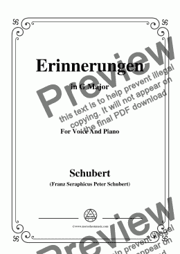 page one of Schubert-Erinnerungen in G Major,for Voice and Piano