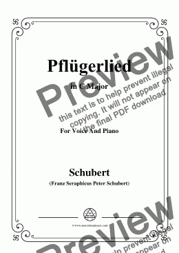 page one of Schubert-Pflügerlied in C Major,for Voice and Piano