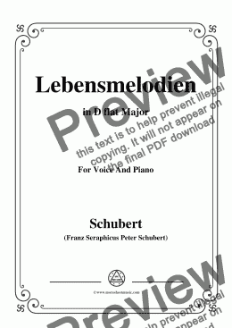 page one of Schubert-Lebensmelodien in D flat Major,for Voice and Piano