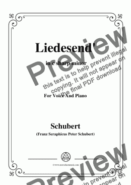 page one of Schubert-Liedesend',in c sharp minor,for Voice and Piano