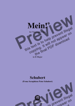 page one of Schubert-Mein,in B Major,Op.25,No.11,for Voice and Piano