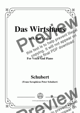 page one of Schubert-Das Wirtshaus,in A flat Major,Op.89,No.21,for Voice and Piano