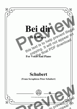 page one of Schubert-Bei dir,in B Major,Op.95,No.2,for Voice and Piano