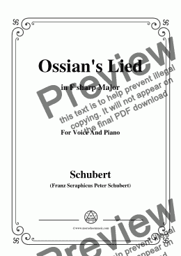 page one of Schubert-Ossians Lied,in F sharp Major,for Voice and Piano