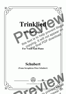 page one of Schubert-Trinklied,in D flat Major,Op.131,No.2,for Voice and Piano