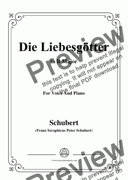 page one of Schubert-Die Liebesgötter,in B Major,for Voice and Piano