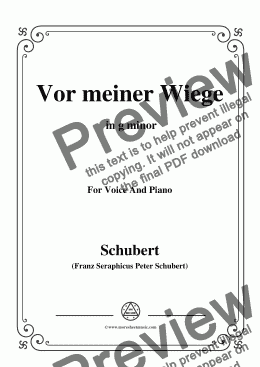 page one of Schubert-Vor meiner Wiege,in g minor,Op.106,No.3,for Voice and Piano