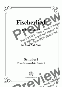 page one of Schubert-Fischerlied (Version II),in D flat Major,for Voice and Piano