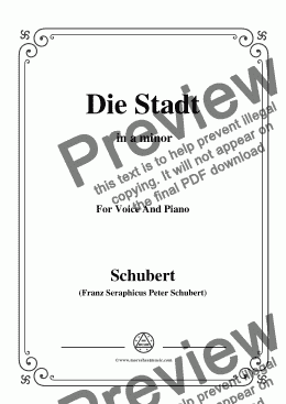 page one of Schubert-Die Stadt,in a minor,for Voice and Piano