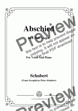 page one of Schubert-Abschied,in E flat Major,for Voice and Piano