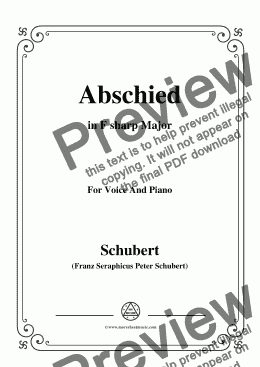 page one of Schubert-Abschied,in F sharp Major,for Voice and Piano