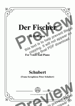 page one of Schubert-Der Fischer,in D Major,Op.5,No.3,for Voice and Piano