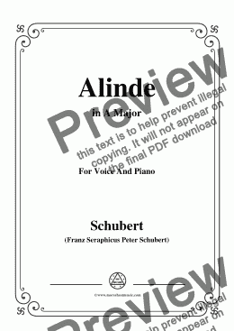 page one of Schubert-Alinde,in A Major,Op.81,No.1,for Voice and Piano