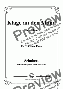 page one of Schubert-Klage an den Mond,in b minor,for Voice and Piano