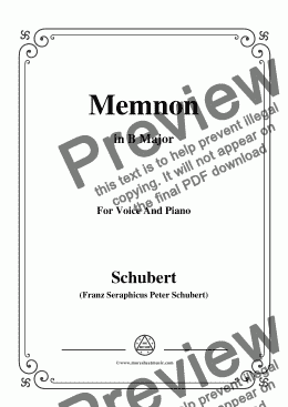 page one of Schubert-Memnon,in B Major,Op.6,for Voice and Piano