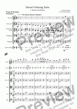 page one of Dorset Folksong Suite for Orchestra - 3. Rushes And Bushes