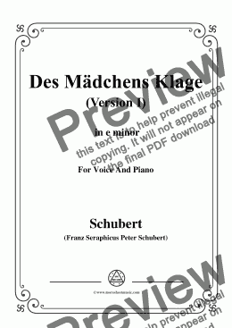 page one of Schubert-Des Mädchens Klage(Version I),in e minor,D.6,for Voice and Piano