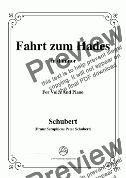 page one of Schubert-Fahrt zum Hades,in d minor,D.526,for Voice and Piano