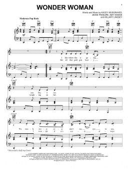 page one of Wonder Woman (Piano, Vocal & Guitar Chords (Right-Hand Melody))