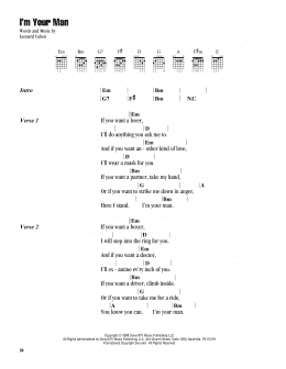 page one of I'm Your Man (Guitar Chords/Lyrics)