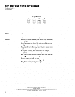 page one of Hey, That's No Way To Say Goodbye (Guitar Chords/Lyrics)