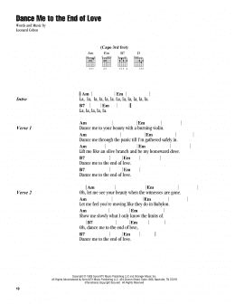 page one of Dance Me To The End Of Love (Guitar Chords/Lyrics)