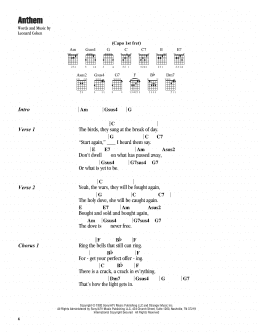 page one of Anthem (Guitar Chords/Lyrics)