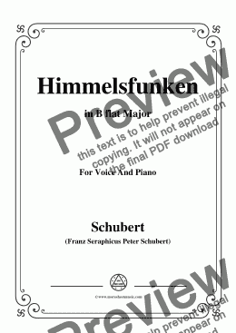 page one of Schubert-Himmelsfunken,in B flat Major,for Voice and Piano