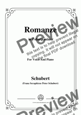 page one of Schubert-Romanze,in f sharp minor,Op.26,for Voice and Piano