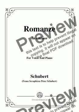 page one of Schubert-Romanze,in e minor,Op.26,for Voice and Piano