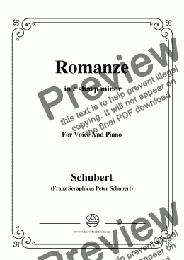 page one of Schubert-Romanze,in c sharp minor,Op.26,for Voice and Piano