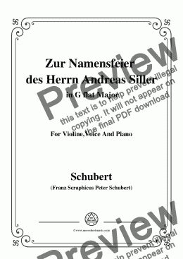 page one of Schubert-Zur Namensfeier des Herrn Andreas Siller,in G flat Major,for Violine Voice and Piano