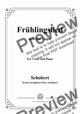 page one of Schubert-Frühlingslied,in B flat Major,for Voice and Piano