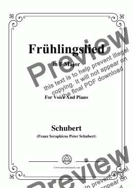 page one of Schubert-Frühlingslied,in F Major,for Voice and Piano