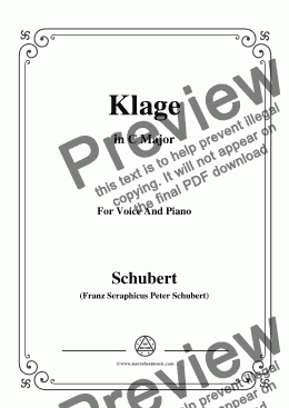 page one of Schubert-Klage(Lament),in C Major,D.415,for Voice and Piano