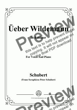 page one of Schubert-Über Wildemann,in d minor,Op.108 No.1,for Voice and Piano