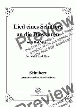 page one of Schubert-Lied eines Schiffers an die Dioskuren,in G flat Major,Op.65 No.1,for Voice&Piano