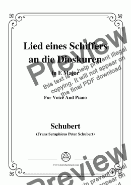 page one of Schubert-Lied eines Schiffers an die Dioskuren,in E Major,Op.65 No.1,for Voice&Piano