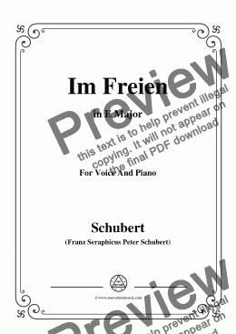 page one of Schubert-Im Freien,in E Major,Op.80 No.3,for Voice and Piano