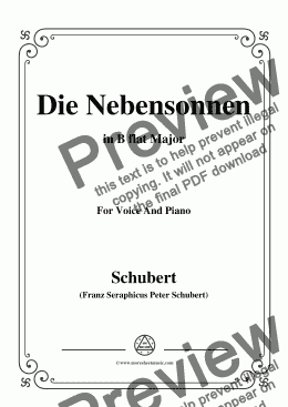 page one of Schubert-Die Nebensonnen,in B flat Major,Op.89 No.23,for Voice and Piano