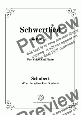 page one of Schubert-Schwertlied,in D Major,D.170,for Voice and Piano