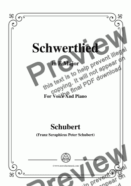 page one of Schubert-Schwertlied,in E Major,D.170,for Voice and Piano